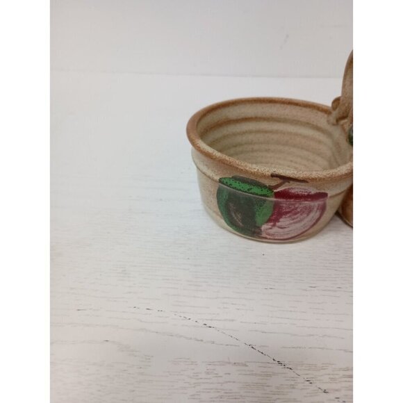 VTG Studio Pottery Stoneware Appetizer Dish With Handle Handmade Divided Signed - Picture 3 of 12